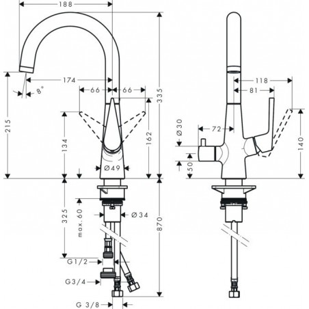 Hansgrohe M514-H220 kuhinjska slavina sa zapornim ventilom