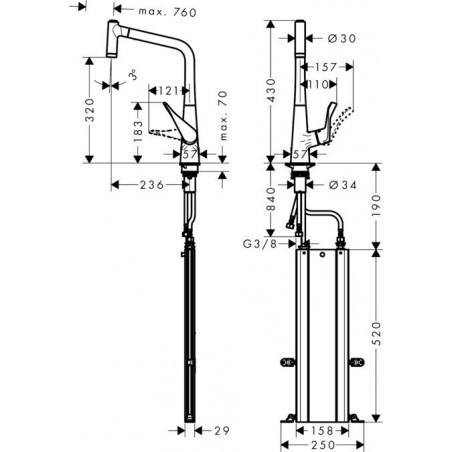 Hansgrohe M7116-H320 ST kuhinjska slavina sa tušem