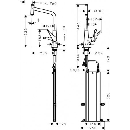 Hansgrohe M7115-H320 ST kuhinjska slavina sa tušem