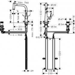 Hansgrohe M7120-H220 kuhinjska slavina sa tušem