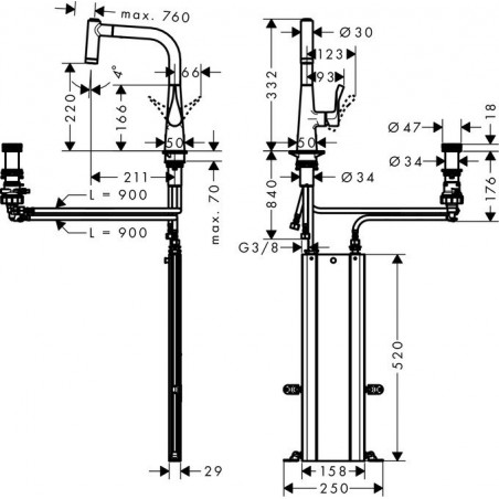 Hansgrohe M7120-H220 kuhinjska slavina sa tušem