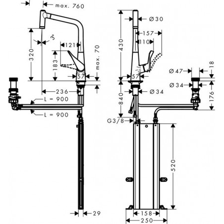 Hansgrohe M7120-H320 kuhinjska slavina sa tušem