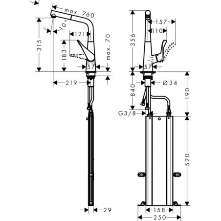 Hansgrohe M7114-H320 ST kuhinjska slavina sa tušem