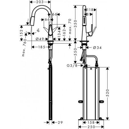 Hansgrohe M5116-H160 ST kuhinjska slavina sa tušem