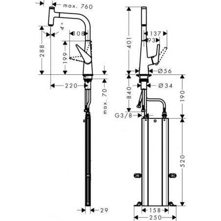 Hansgrohe M5115-H300 ST kuhinjska slavina sa tušem