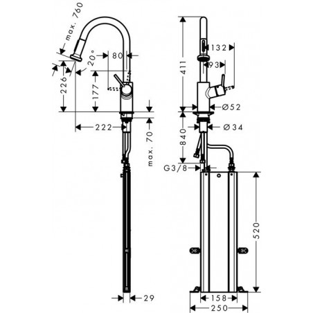 Hansgrohe M5216-H220 podprozorska  slavina sa tušem