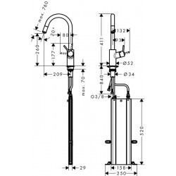 Hansgrohe M5214-H260 podprozorska kuhinjska slavina sa tušem