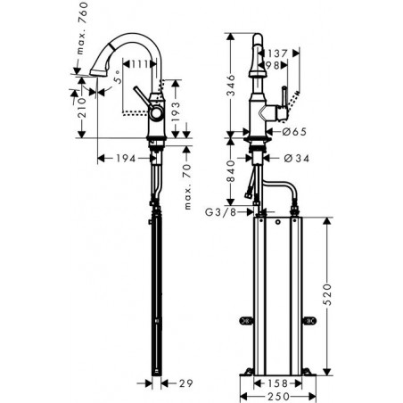 Hansgrohe M5316-H210 kuhinjska slavina sa tušem