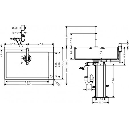 Hansgrohe C71-F660-08 ST sudoper combi set 660