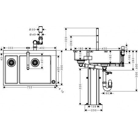 Hansgrohe C71-F655-09 set sudoper i slavina