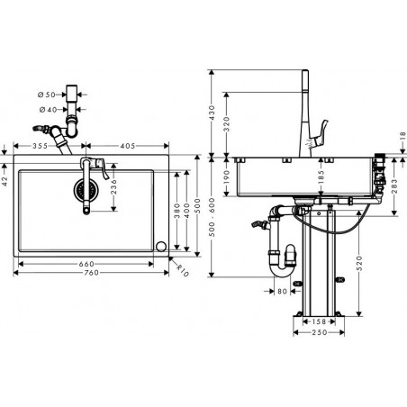 Hansgrohe C71-F660-03 ST Select set sudoper i slavina