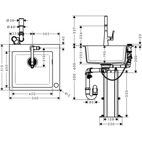 Hansgrohe C51-F450-01 set sudoper i slavina