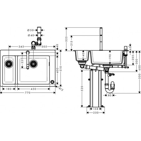 Hansgrohe C51-F635-09 set sudoper i slavina