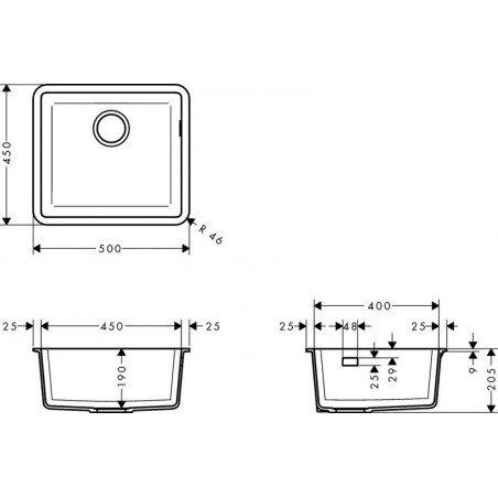 Hansgrohe S510-U450 SG podpultni sudoper