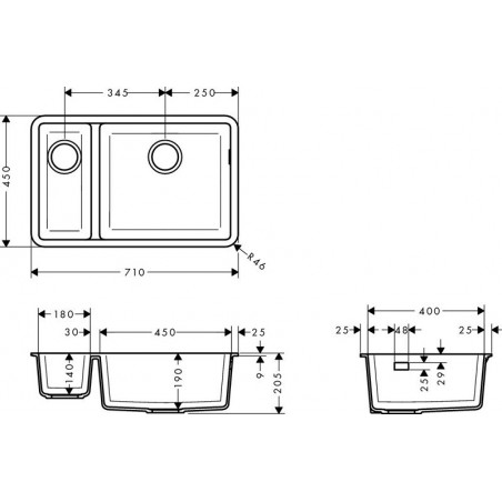 Hansgrohe S510-U635 GS podpultni sudoper