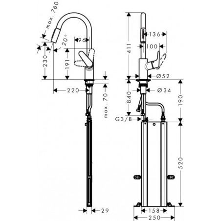 Hansgrohe M4116-H240 ST kuhinjska slavina sa tušem