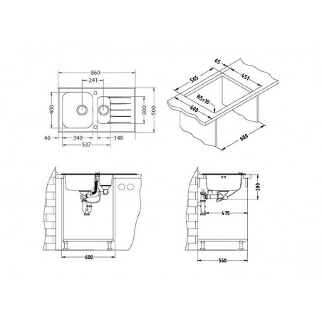 Alveus Glassix Up 20 sudoper crni