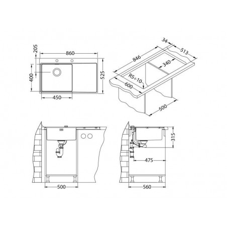 Alveus Pure Up 50 sudoper lijevi inox