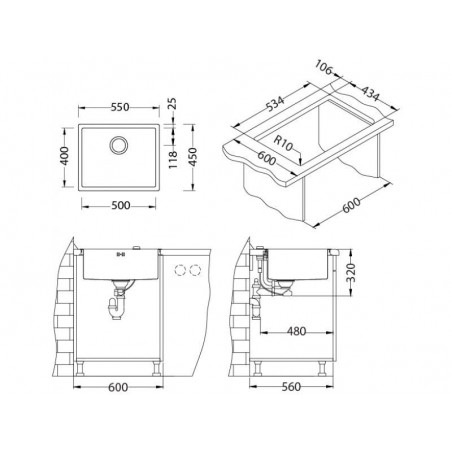 Alveus Quadrix 50 sudoper inox