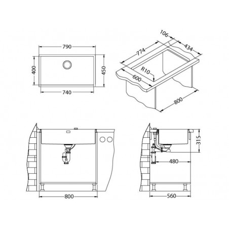 Alveus Quadrix 60 sudoper inox