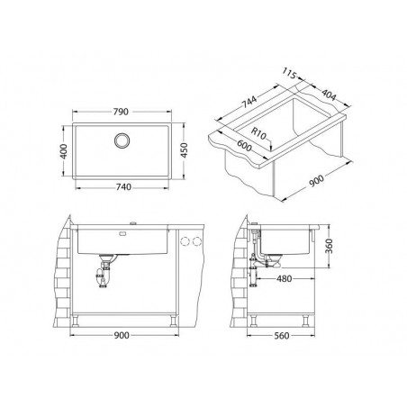 Alveus Quadrix 60 sudoper inox