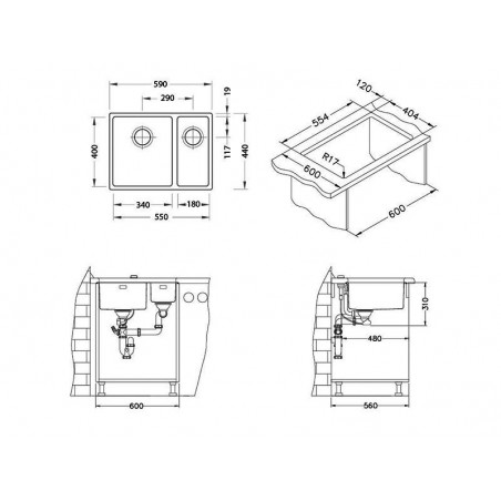 Alveus Kombino 120 sudoper inox