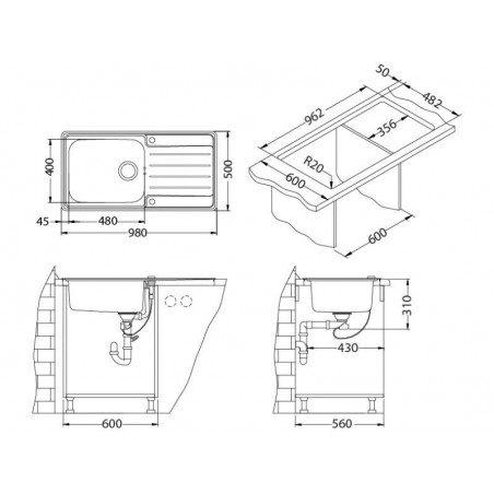 Alveus Praktik 100 sudoper, satin, inox