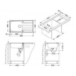 Alveus Praktik 100 sudoper, satin, inox