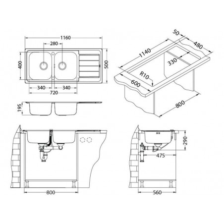 Aveus Line Maxim 100 sudoper inox