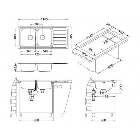 Alveus Line Maxim 100 sudoper inox