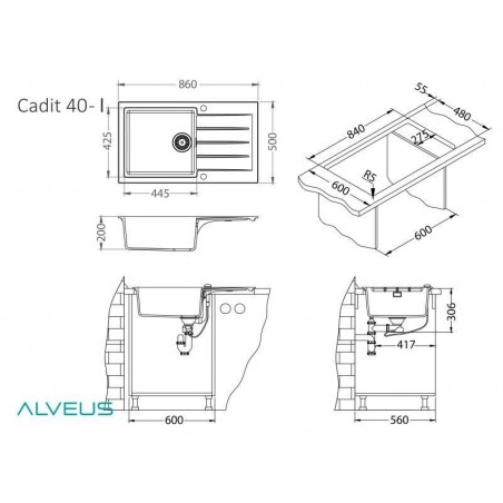 Alveus Cadit 40 sudoper CONCRETE - G81