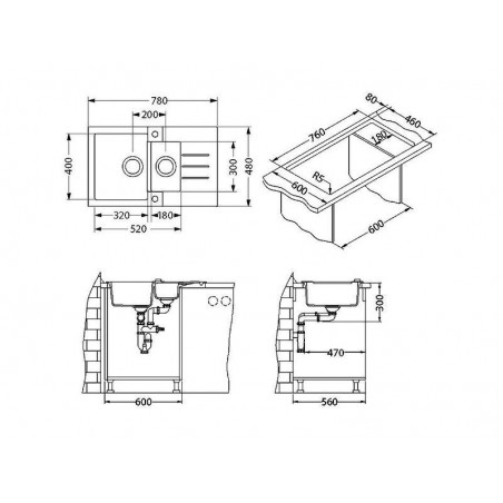 Alveus Rock 70 sudoper CONCRETE-G81