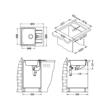 Alveus LINE 60 sudoper inox satin