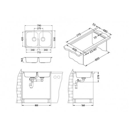 Alveus LINE 90 sudoper inox