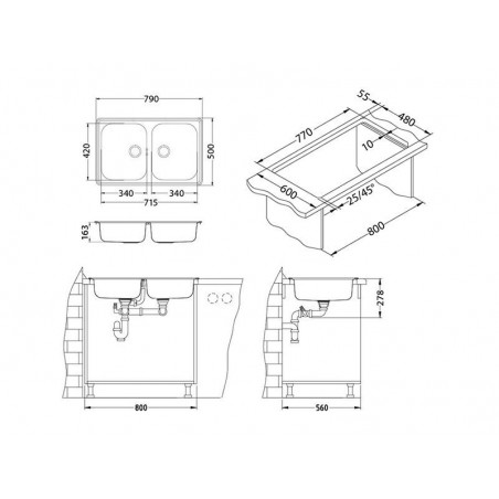 Alveus LINE 90 sudoper inox satin fi 60