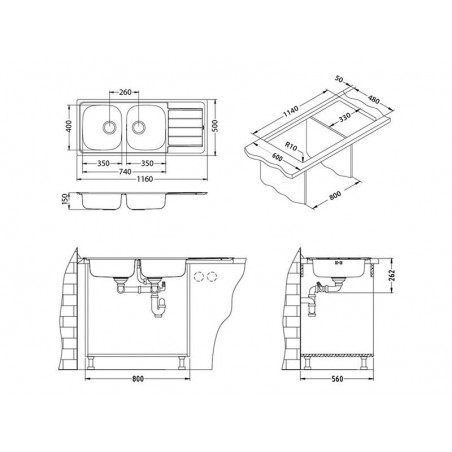 Alveus LINE 100 sudoper inox satin